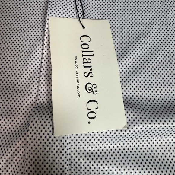 NWT Collars & Co Quattro Flex Men Polka Dot Dress Shirt 3XL Firm Collar - Picture 4 of 11